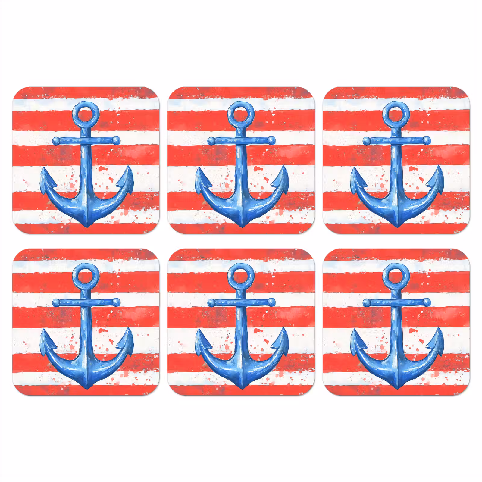 Onderzetter - Anker - Verfspatten - Rood - Blauw — 1