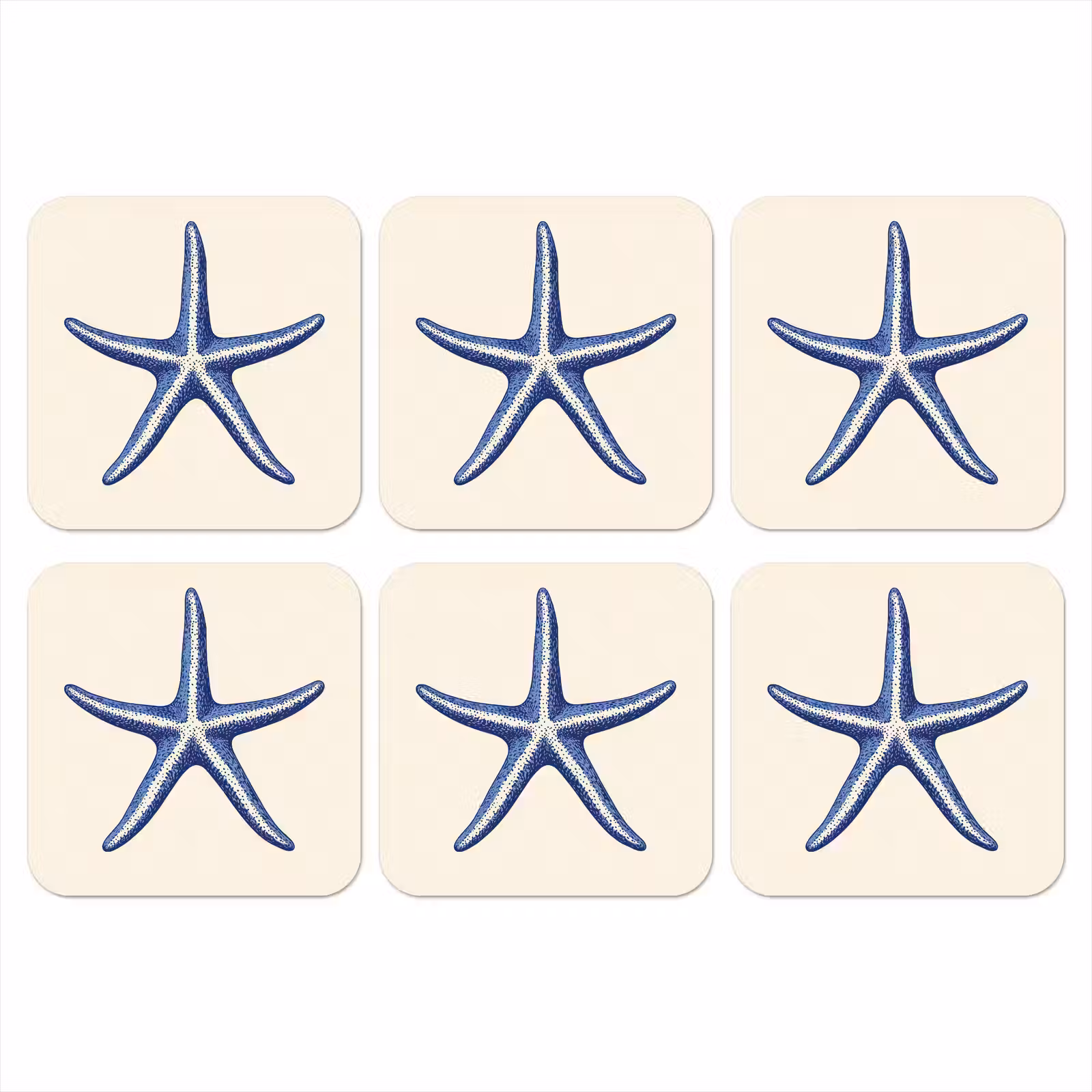 Onderzetter - Blauwe zeester - Minimalistisch - Beige — 1
