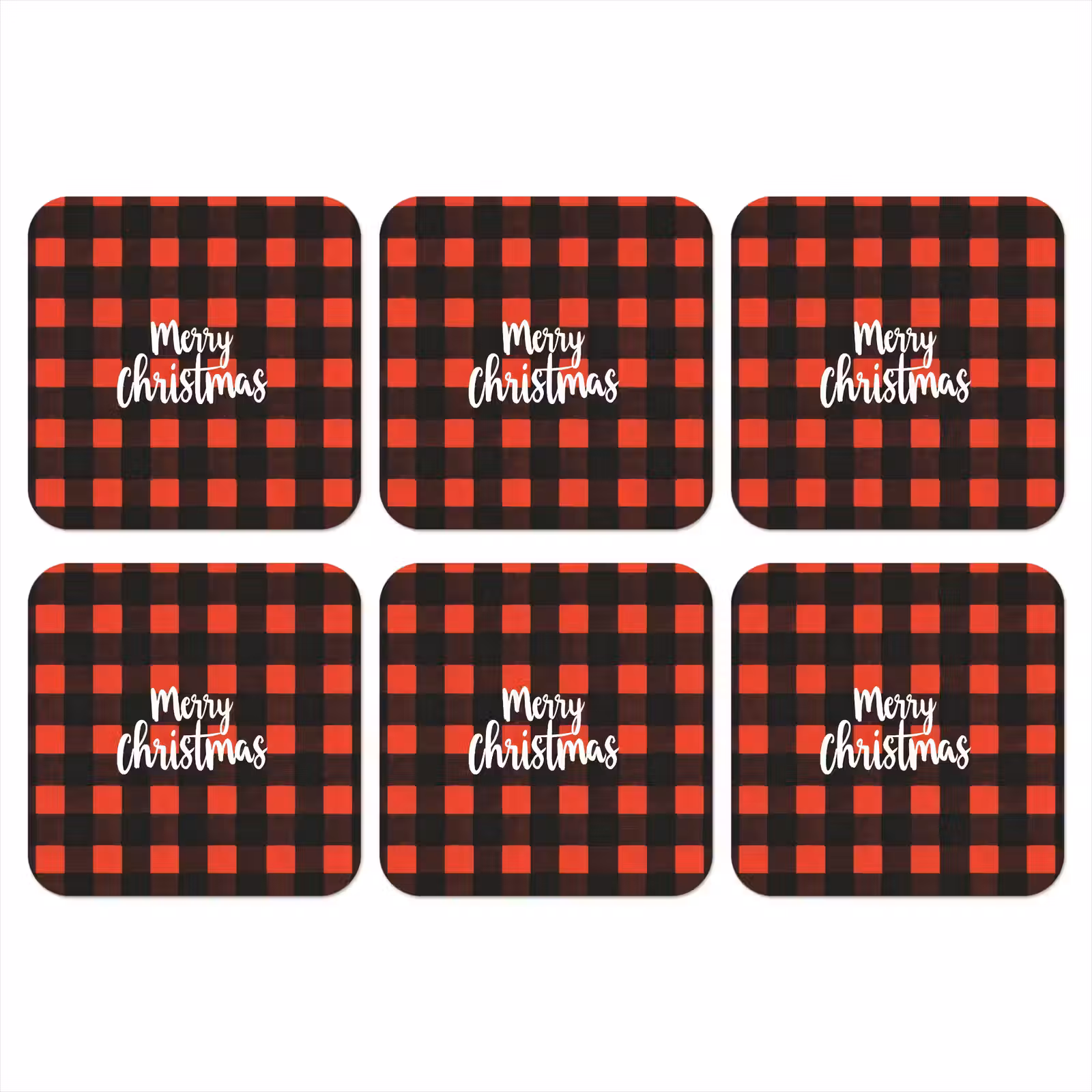 Onderzetter - Geruit - Rood - Tekst - Christmas — 1