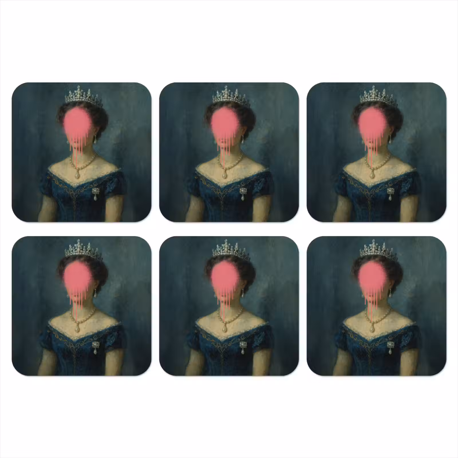 Onderzetter - Kroon - Roze druipend verf - Portret — 1