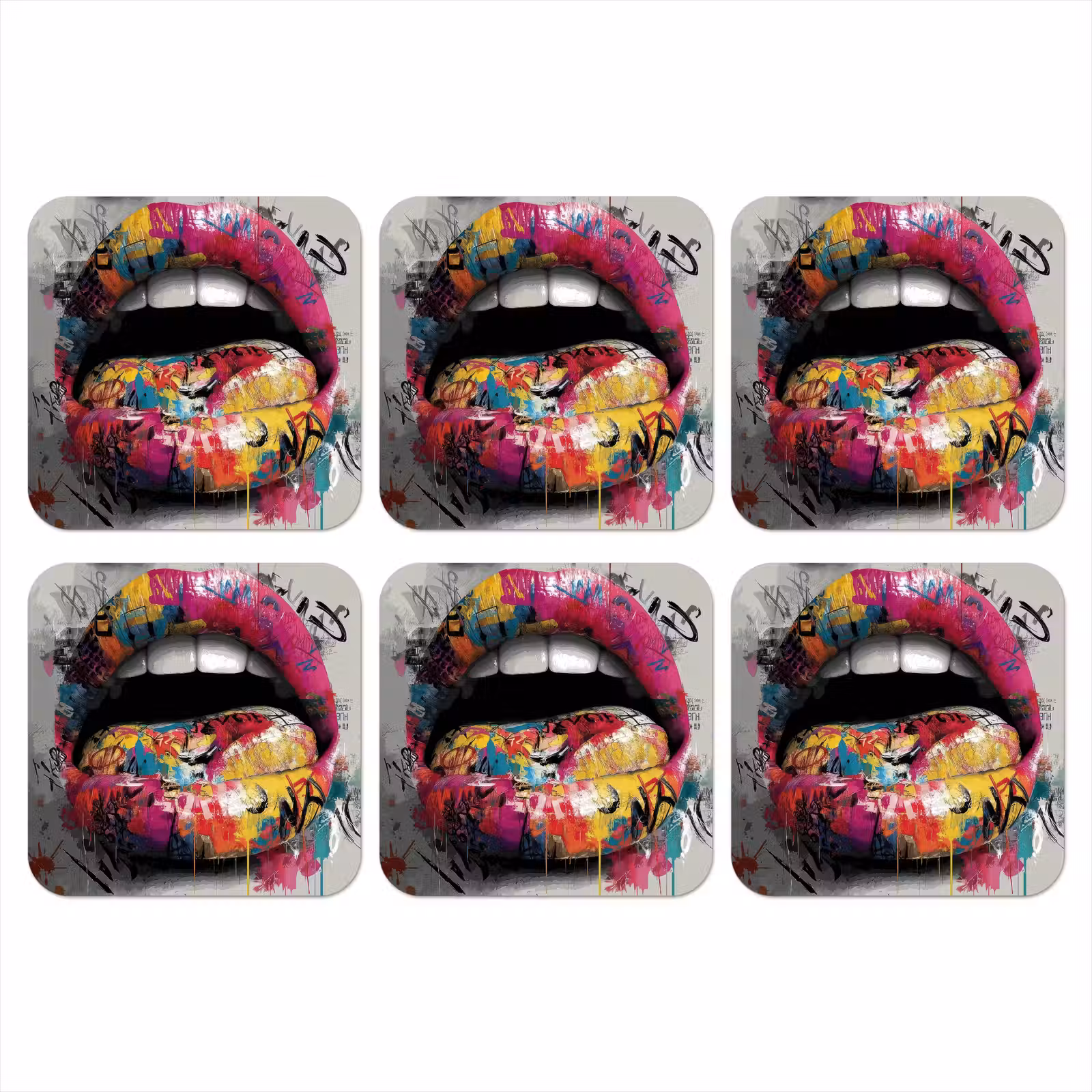Onderzetter - Lippen - Graffiti - Expressief — 1