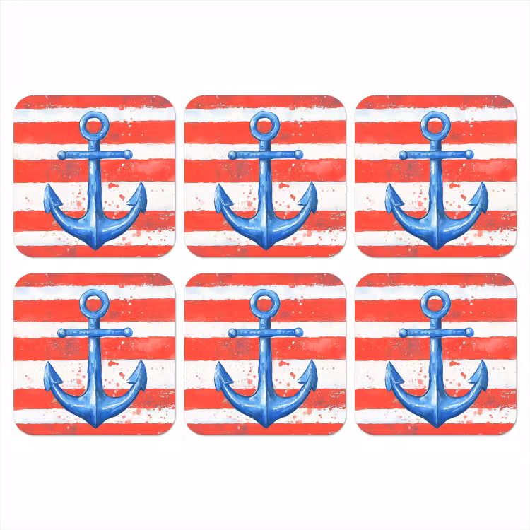 Onderzetter - Anker - Verfspatten - Rood - Blauw — 1