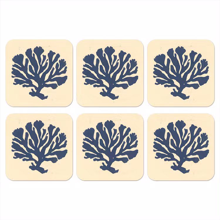Onderzetter - Blauw koraal - Vertakkingen - Beige — 1