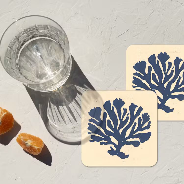 Onderzetter - Blauw koraal - Vertakkingen - Beige — 3