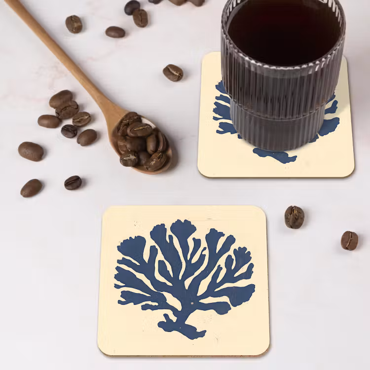 Onderzetter - Blauw koraal - Vertakkingen - Beige — 4