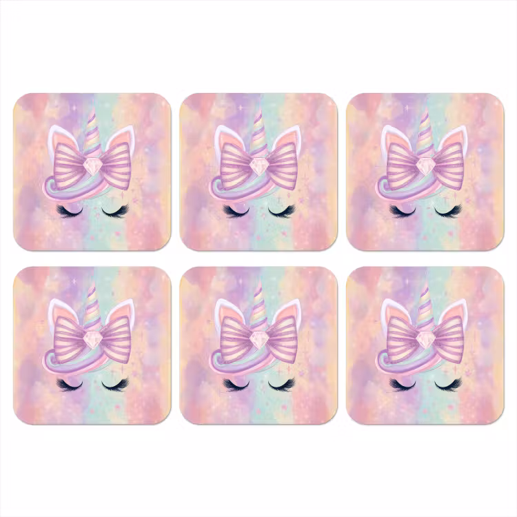 Onderzetter - Eenhoorn - Glitters - Regenboog - Pastel — 1