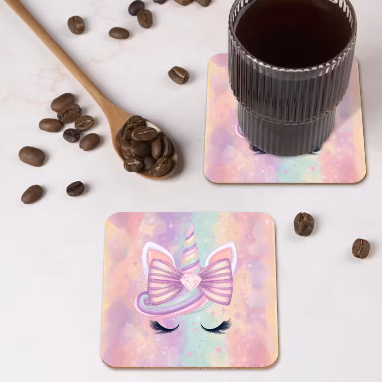 Onderzetter - Eenhoorn - Glitters - Regenboog - Pastel — 4