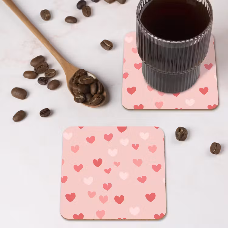 Onderzetter​ - Hartjes - Patroon - Roze — 4