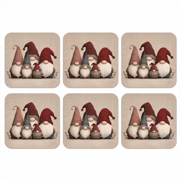 Onderzetter - Kabouters - Kerst - Sneeuw - Puntmutsen — 1