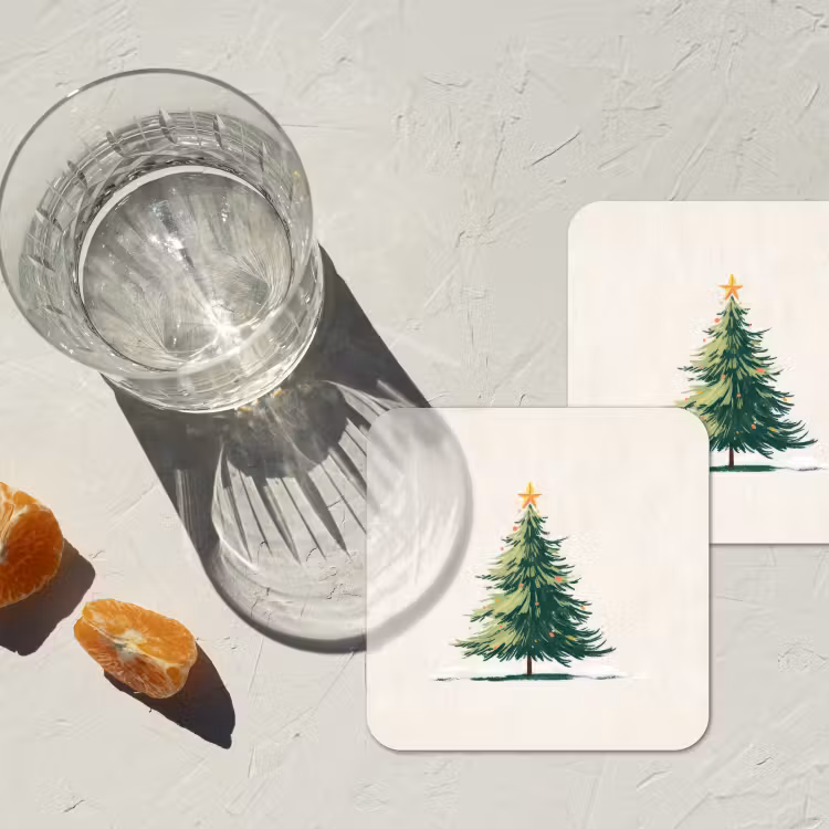 Onderzetter - Kerstboom - Illustratie - Ster - Sneeuw — 3
