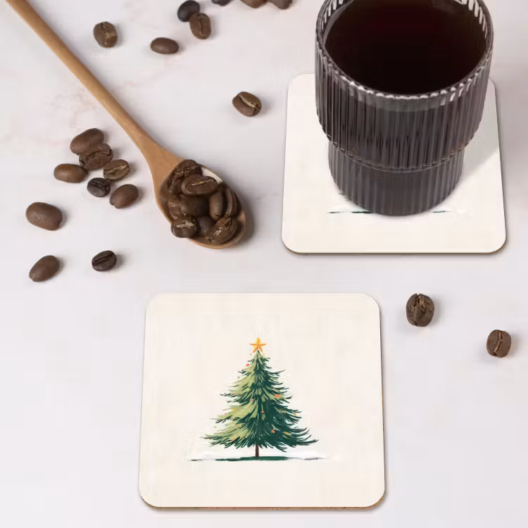 Onderzetter - Kerstboom - Illustratie - Ster - Sneeuw — 4