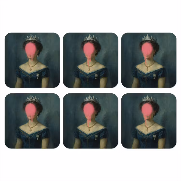 Onderzetter - Kroon - Roze druipend verf - Portret — 1