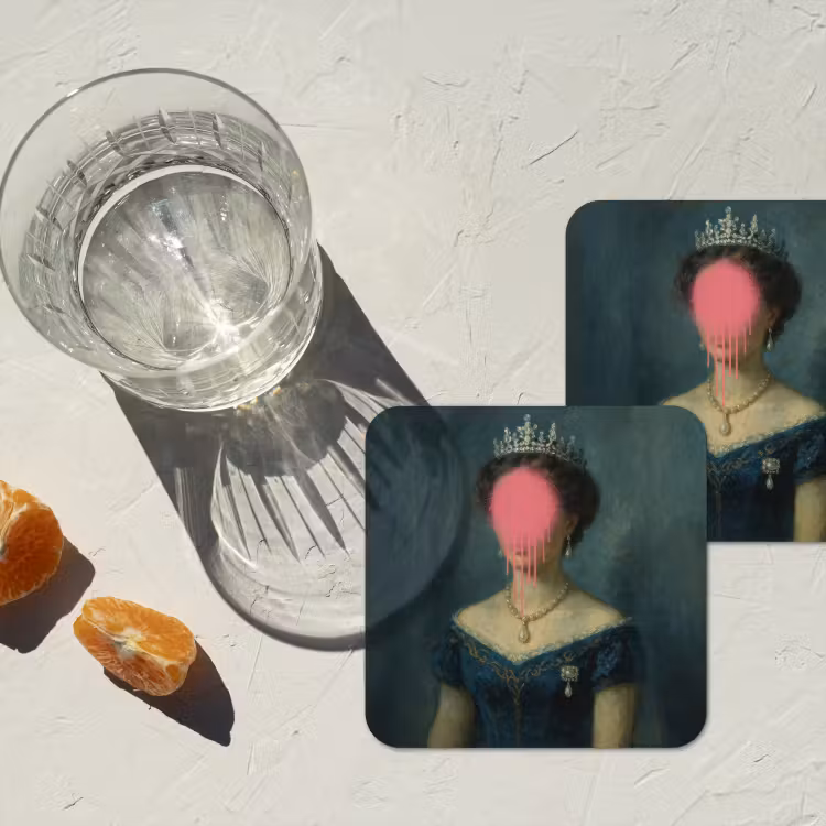 Onderzetter - Kroon - Roze druipend verf - Portret — 3