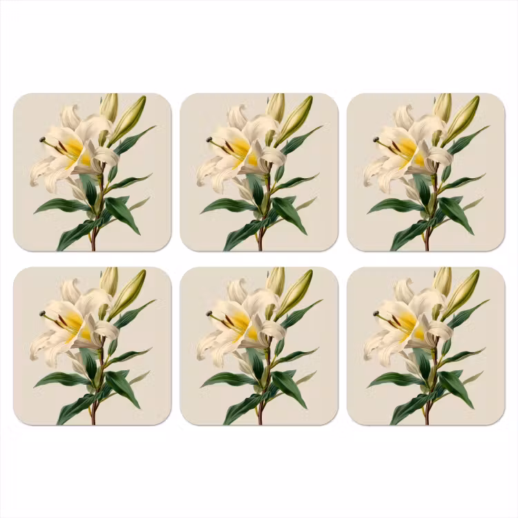 Onderzetter​ - Lelie - Elegant - Botanisch - Beige — 1