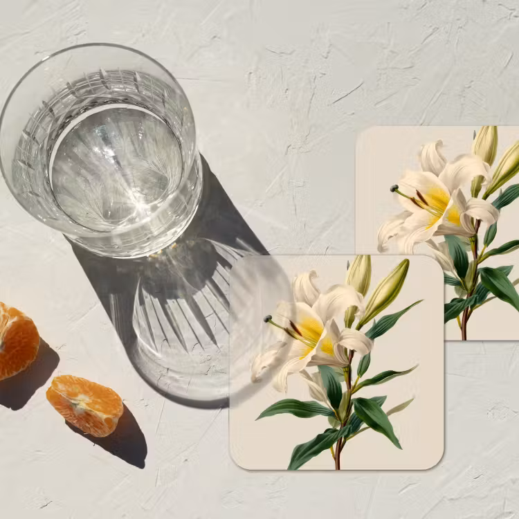 Onderzetter​ - Lelie - Elegant - Botanisch - Beige — 3