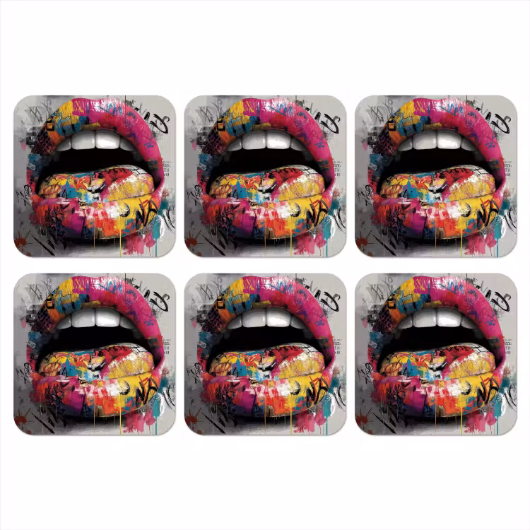 Onderzetter - Lippen - Graffiti - Expressief — 1