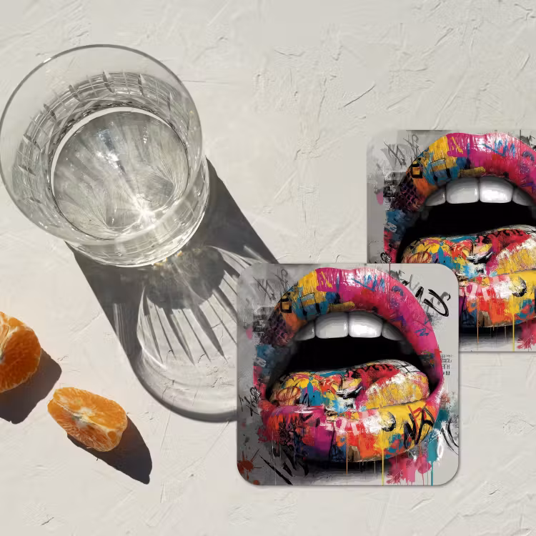 Onderzetter - Lippen - Graffiti - Expressief — 3
