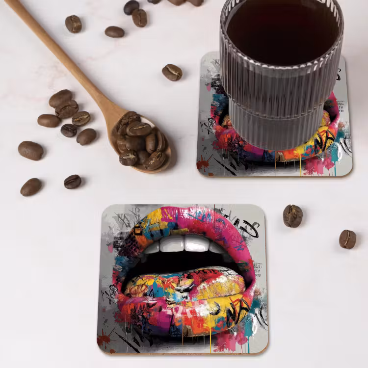 Onderzetter - Lippen - Graffiti - Expressief — 4