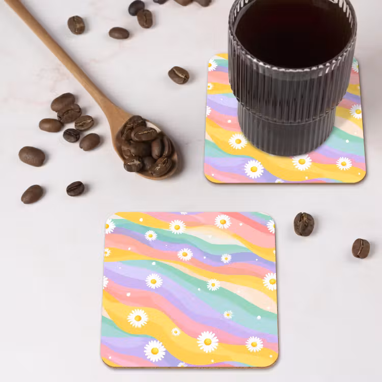 Onderzetter​ - Madeliefjes - Kleurrijk - Pastel — 4