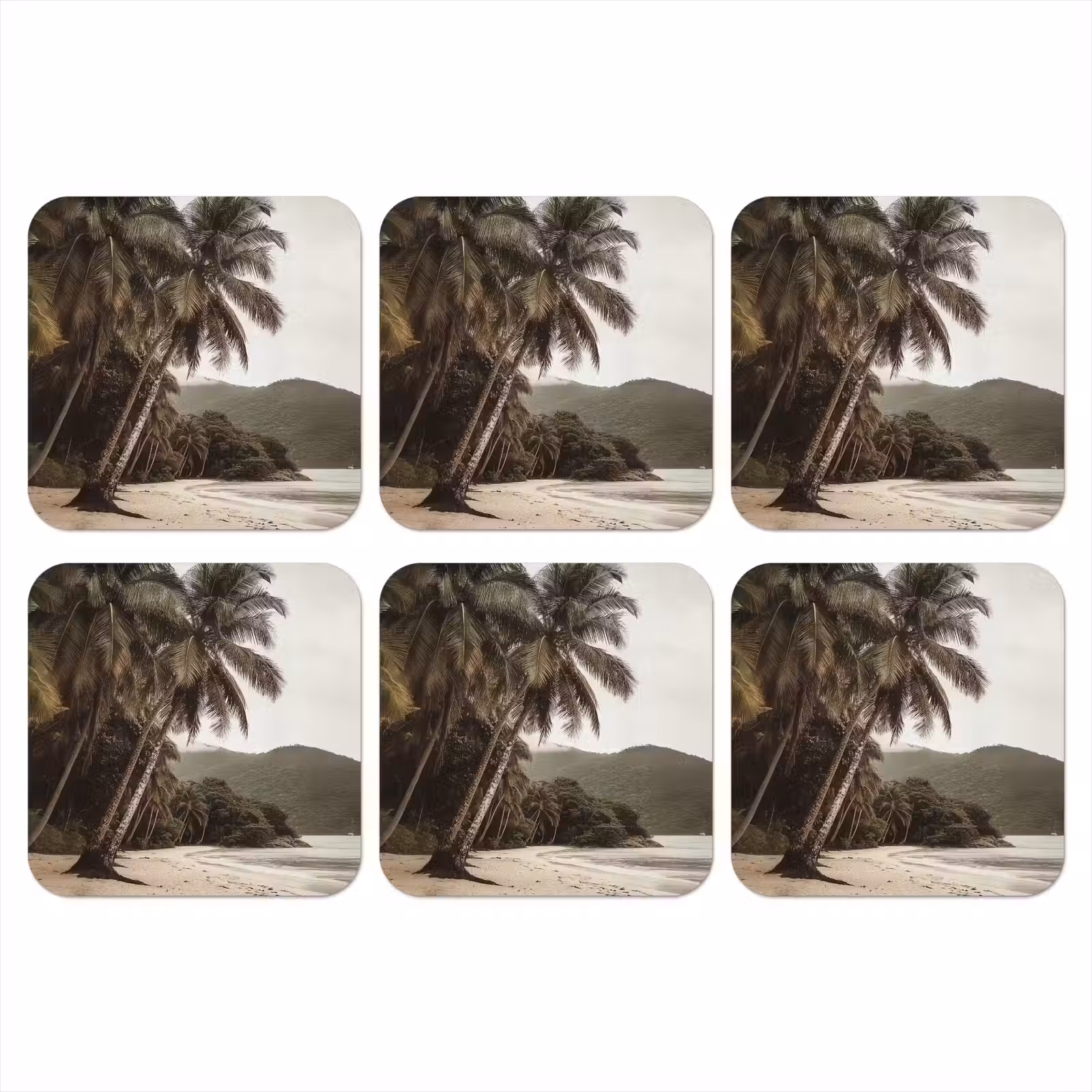 Onderzetter - Eiland - Palmboom - Zee — 1
