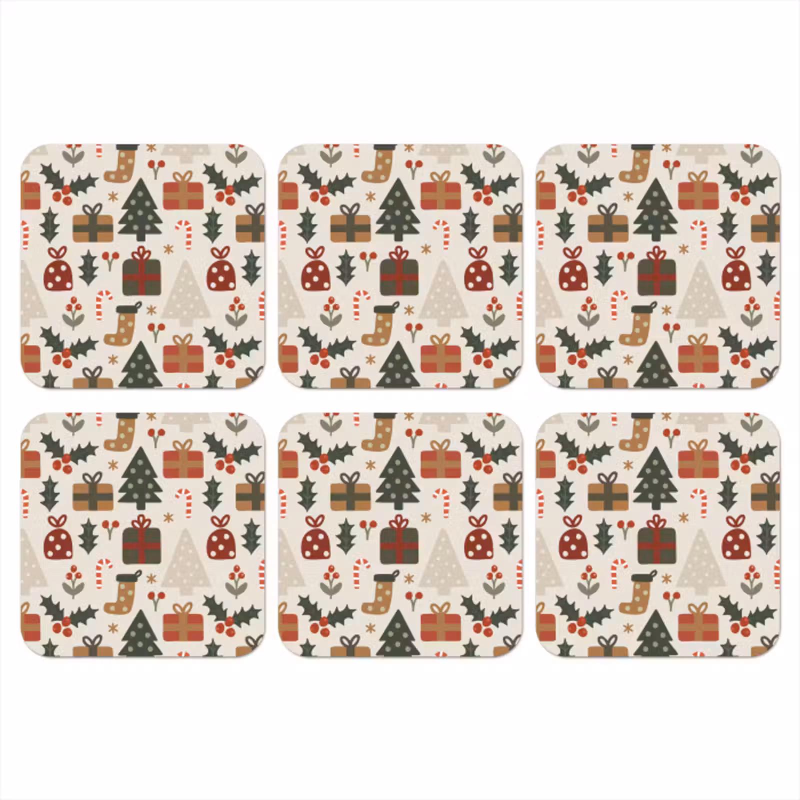 Onderzetter - Illustratie - Kerstfiguren - Beige — 1
