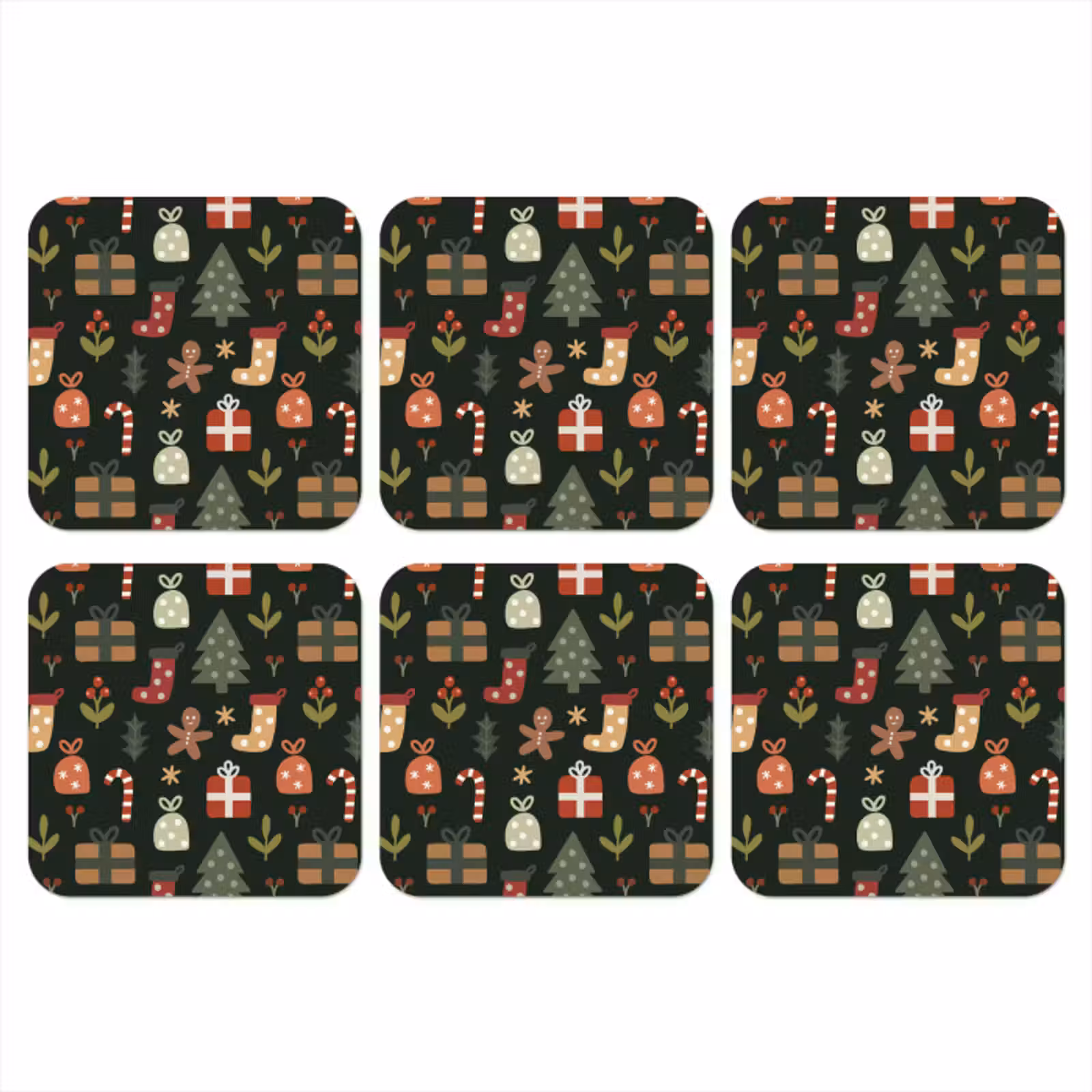 Onderzetter - Illustratie - Kerstfiguren - Groen — 1