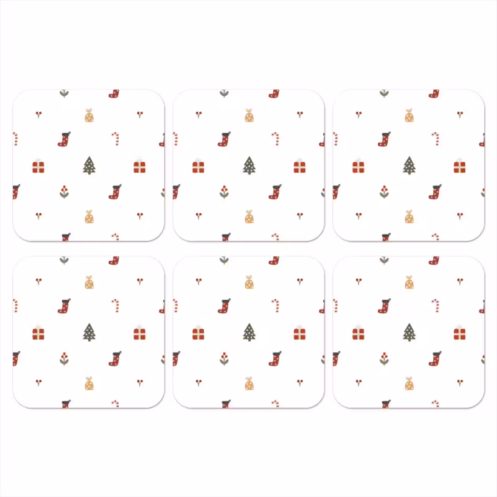 Onderzetter - Illustratie - Kerstsymbolen - Wit — 1