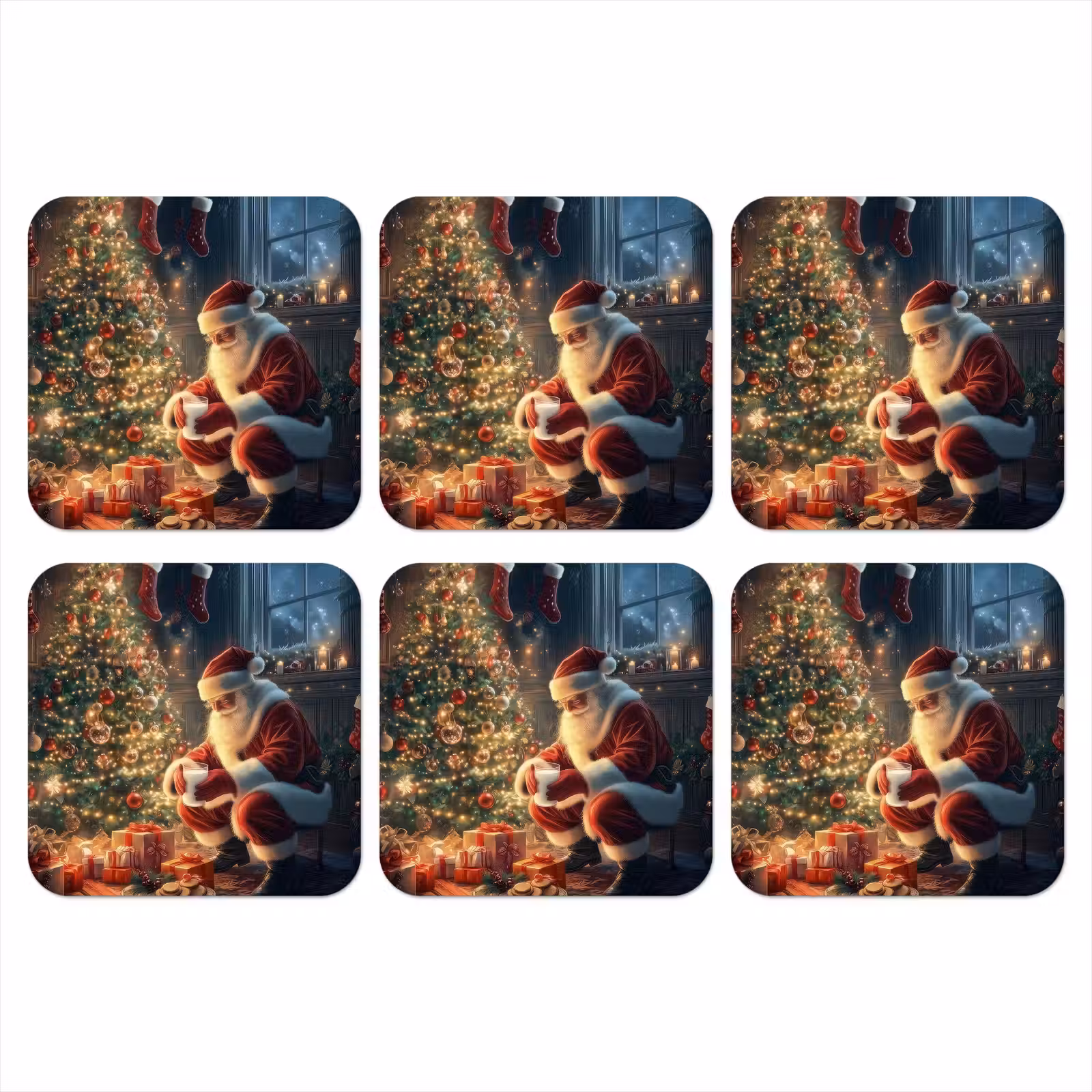 Onderzetter - Kerstman - Haard - Donker — 1
