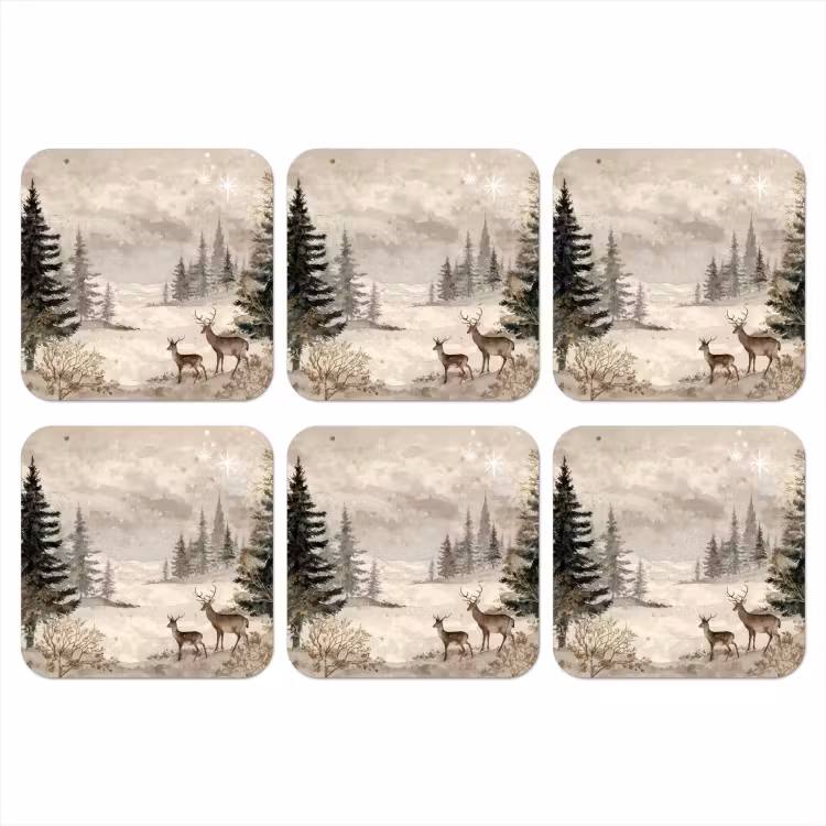 Onderzetter​ - Bos - Herten - Winter - Sneeuw — 1
