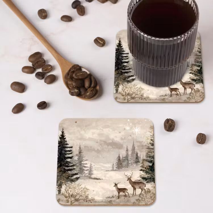 Onderzetter​ - Bos - Herten - Winter - Sneeuw — 4