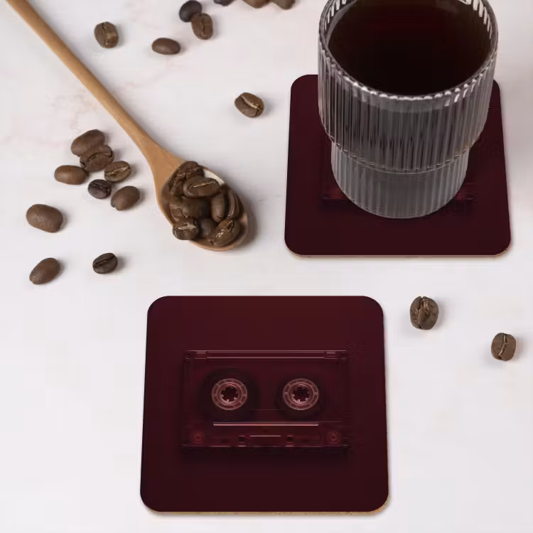 Onderzetter - Cassetteband - Bordeaux - Vintage — 4