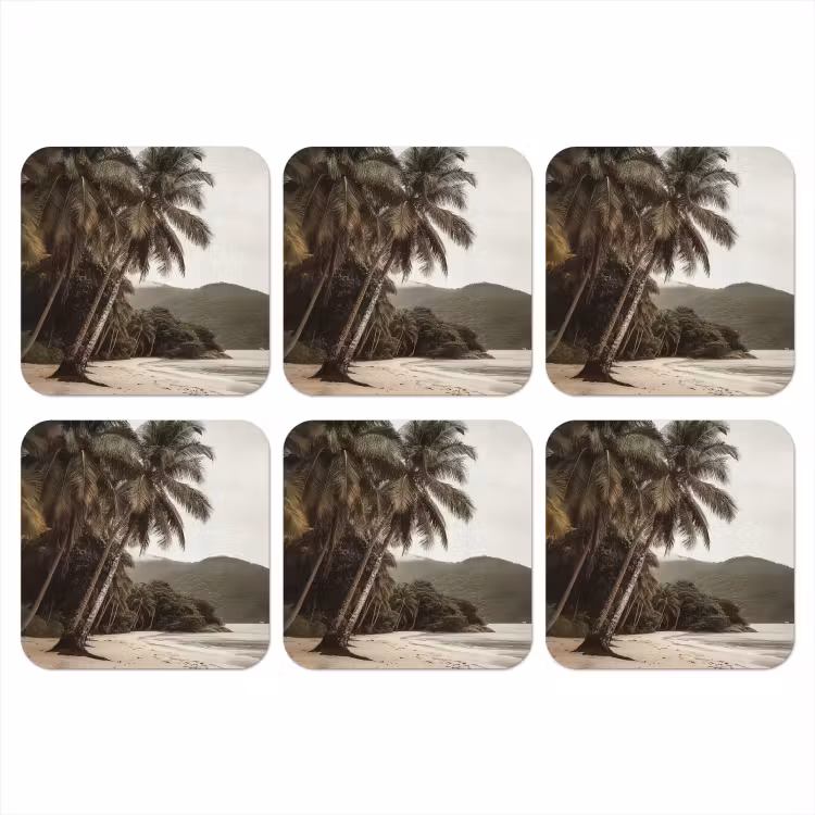 Onderzetter - Eiland - Palmboom - Zee — 1