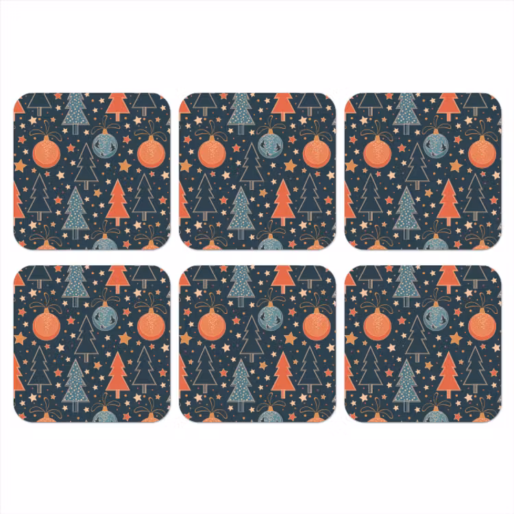 Onderzetter - Illustratie - Kerst - Symbolen - Blauw — 1