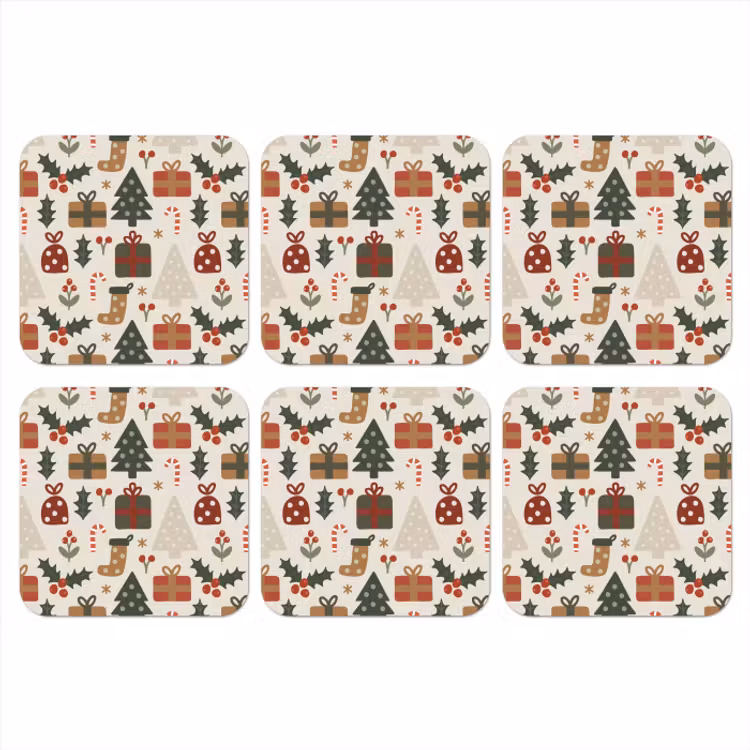 Onderzetter - Illustratie - Kerstfiguren - Beige — 1