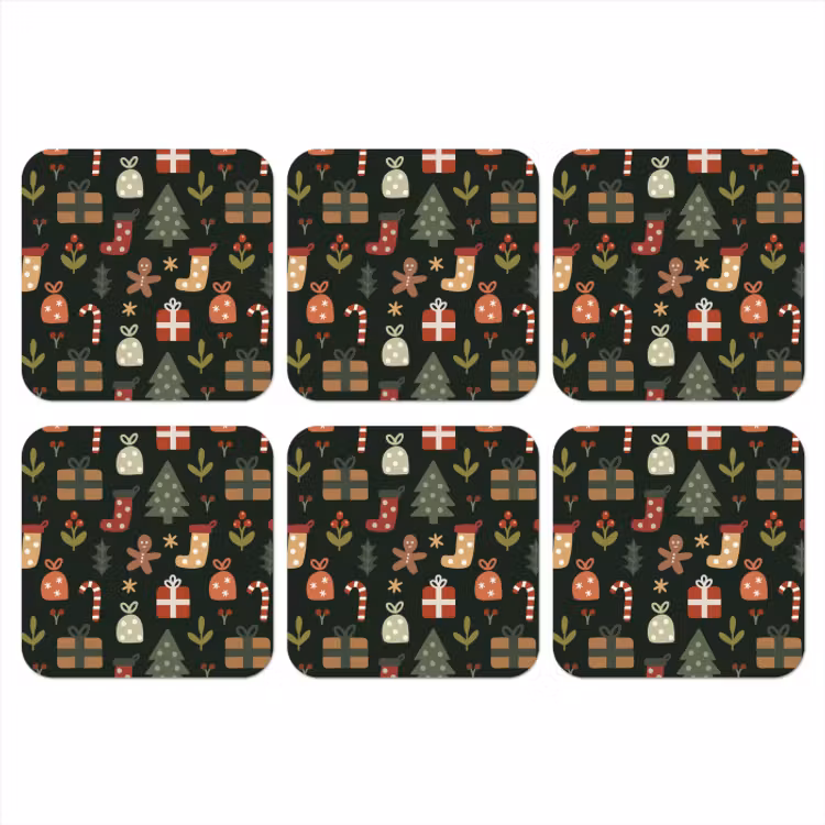 Onderzetter - Illustratie - Kerstfiguren - Groen — 1