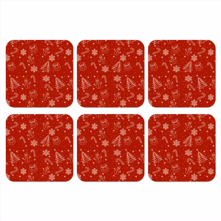 Onderzetter - Illustratie - Kerstsymbolen - Rood — 1