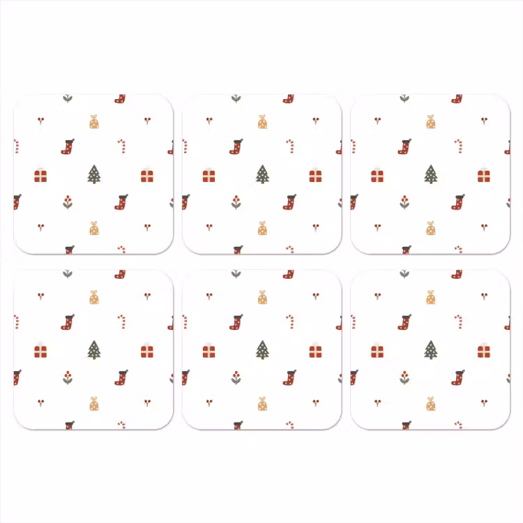 Onderzetter - Illustratie - Kerstsymbolen - Wit — 1