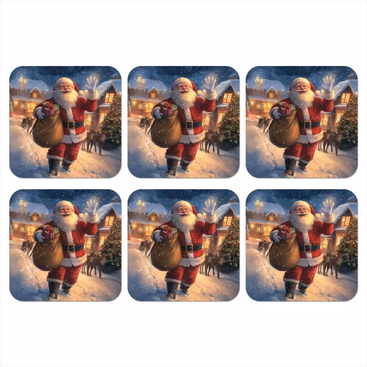 Onderzetter​ - Kerstman - Dorp - Hert - Donker — 1