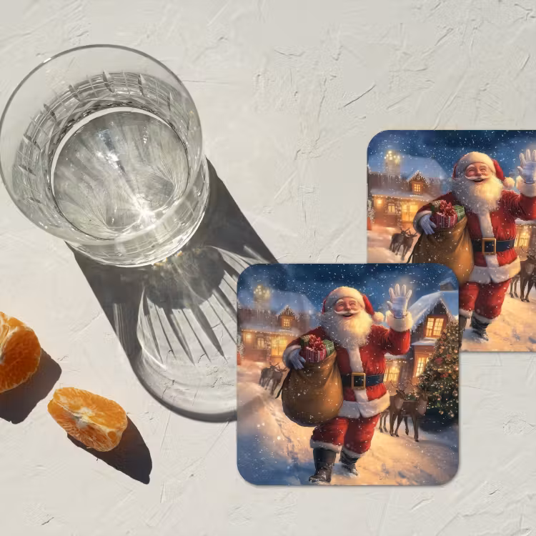 Onderzetter​ - Kerstman - Dorp - Hert - Donker — 3