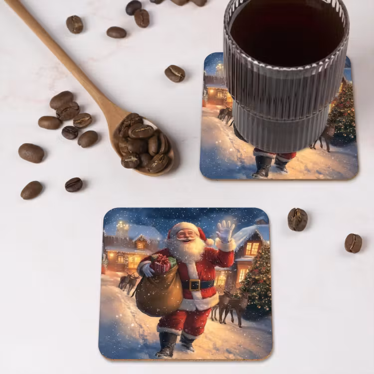 Onderzetter​ - Kerstman - Dorp - Hert - Donker — 4