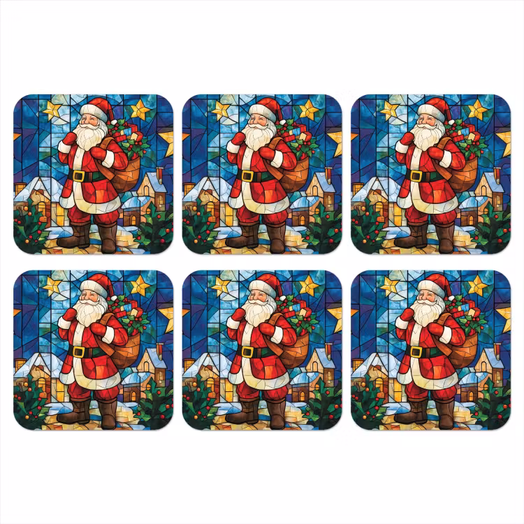 Onderzetter - Kerstman - Glas - Kleurrijk — 1