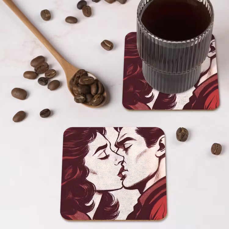 Onderzetter - Kussen - Personen - Retro - Bordeaux — 4