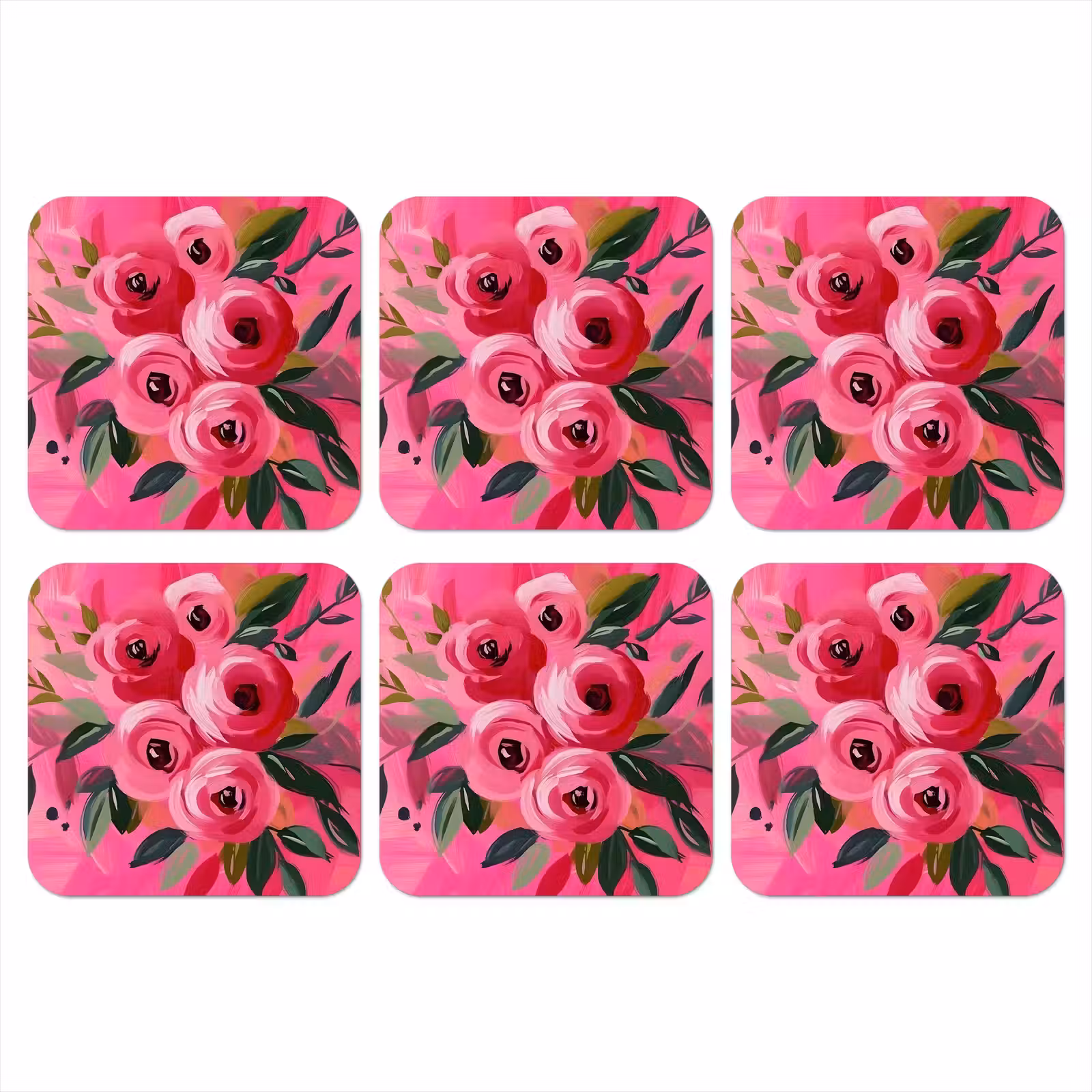 Onderzetter - Bloemen - Verf - Roze — 1