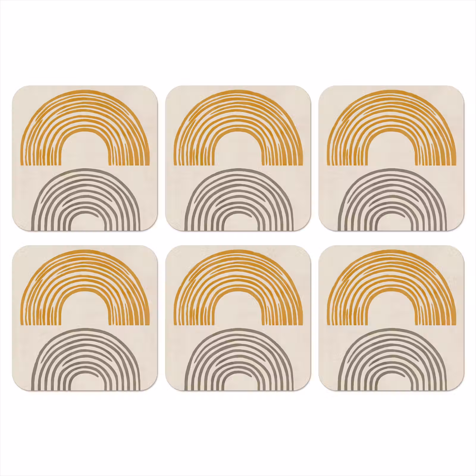 Onderzetter - Bogen - Lijnen - Oranje - Minimalistisch — 1