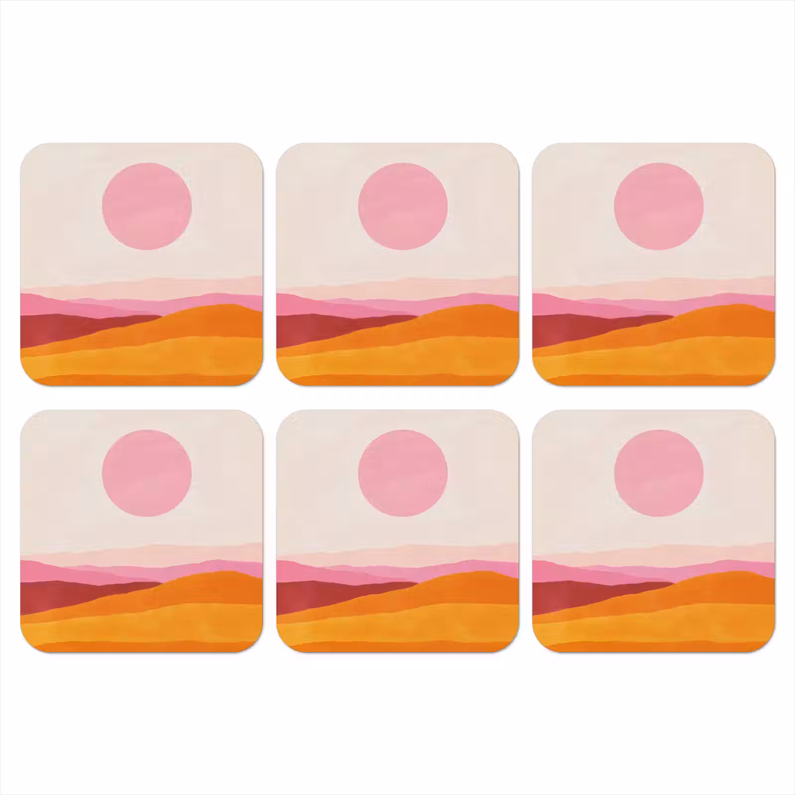 Onderzetter - Heuvels - Oranje - Zon - Abstract — 1