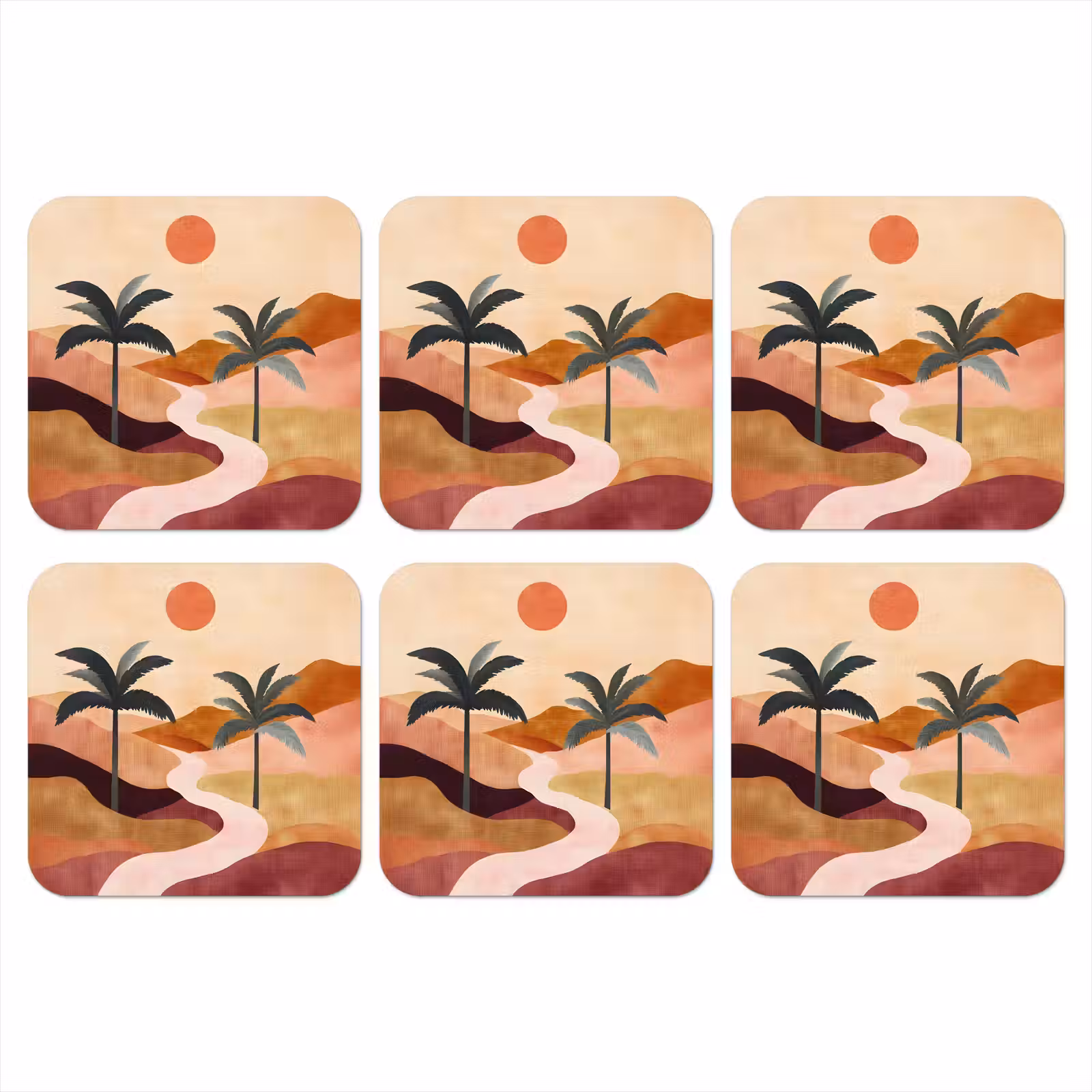 Onderzetter - Heuvels - Palmbomen - Abstract — 1