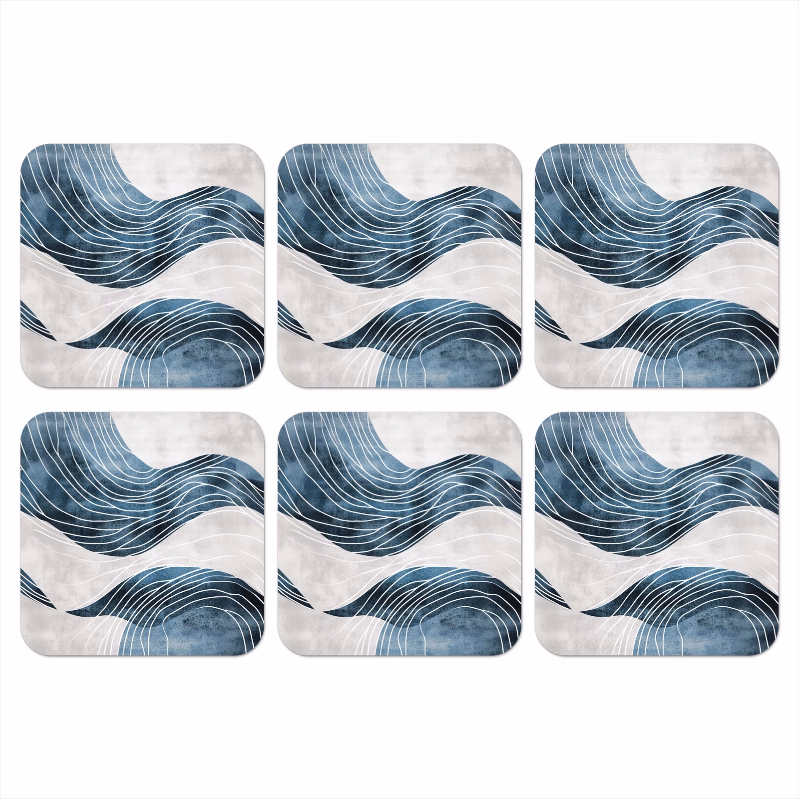 Onderzetter - Lijnen - Golven - Abstract - Blauw — 1