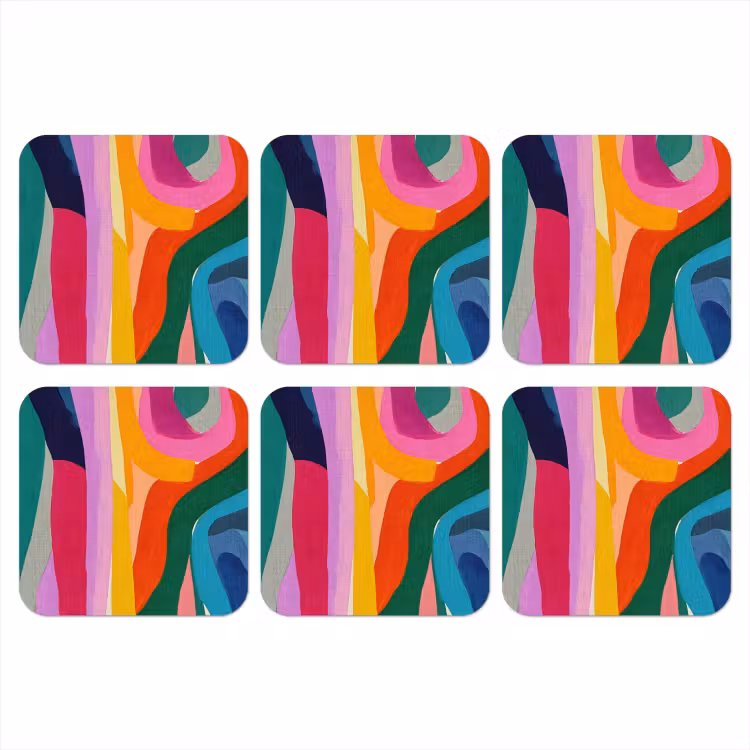 Onderzetter - Abstract - Kleurrijk - Golven - Lijnen — 1