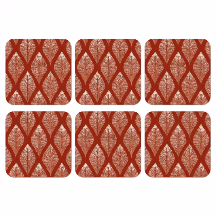 Onderzetter - Bladeren - Rood - Elegant — 1