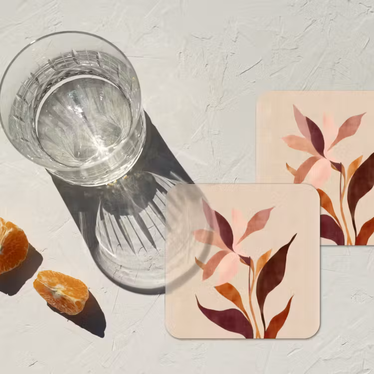 Onderzetter​ - Bloemen - Blaadjes - Minimalistisch - Roze — 3